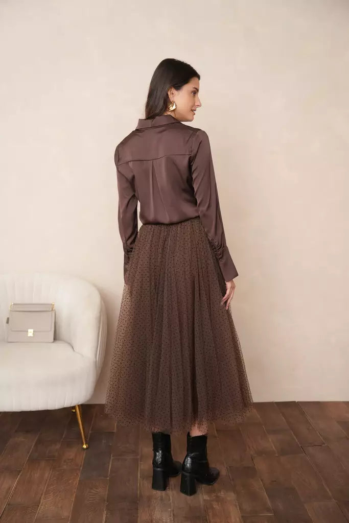 Tulle Skirt Polka Dot Brown