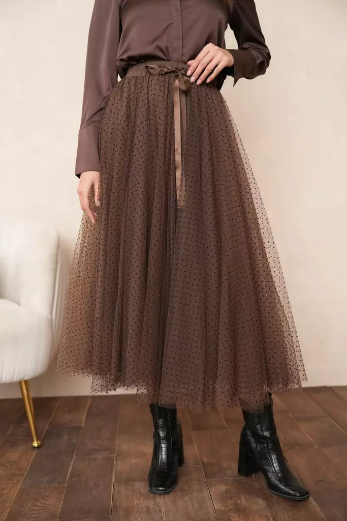 Tulle Skirt Polka Dot Brown