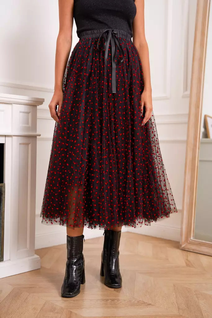 Tulle Skirt Heart Black