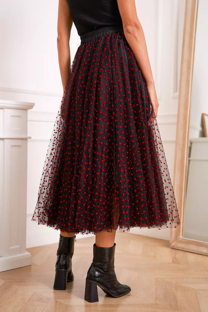 Tulle Skirt Heart Black